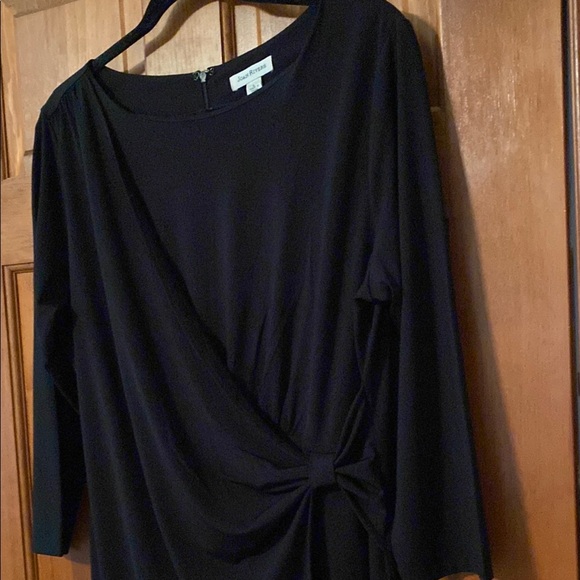 Joan Rivers Wrapped in Elegance - Black Faux Wrap KneeLength Dress Zip Back - Picture 5 of 11